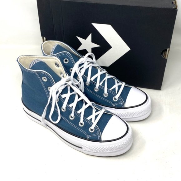 Converse Chuck Taylor Lift Platform High Shoes Skate Canvas Blue Women's A06840C - Picture 7 of 10